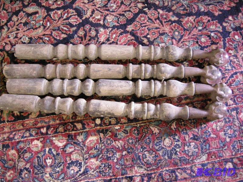 lot 516 image: Antique wooden legs with large claw and glass ball feet
