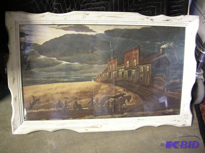 lot 533 image: Vintage old west wagon print