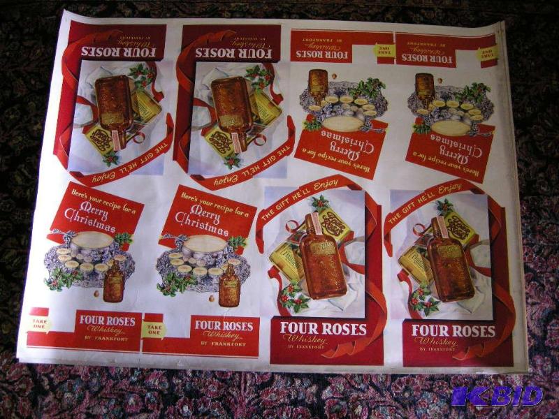 lot 551 image: 3 Four Roses Whiskey uncut advertiser sheets