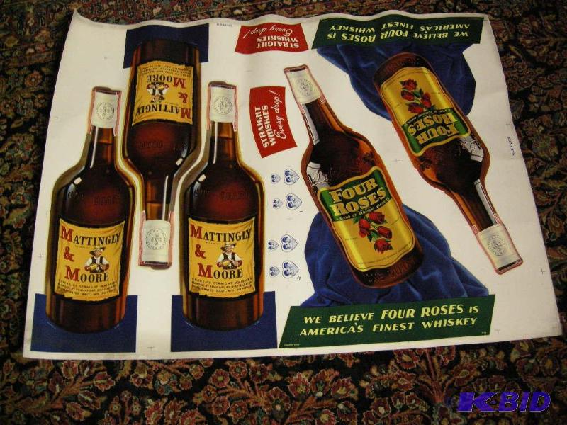 lot 556 image: Vintage Four RosesMattingly & Moor uncut advertiser poster