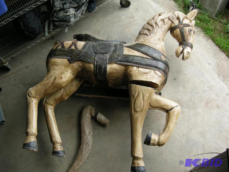 lot 561 image: Large carved wooden horse