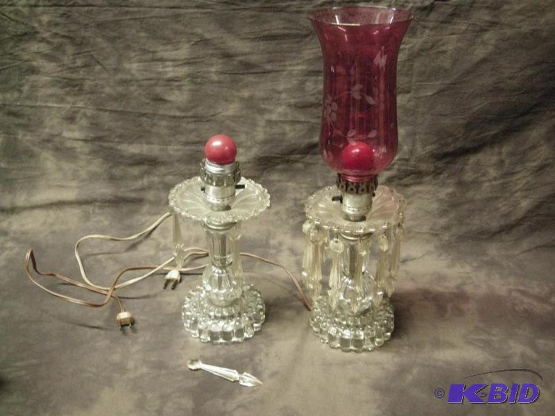 lot 57 image: Pair of electric glass table lamps