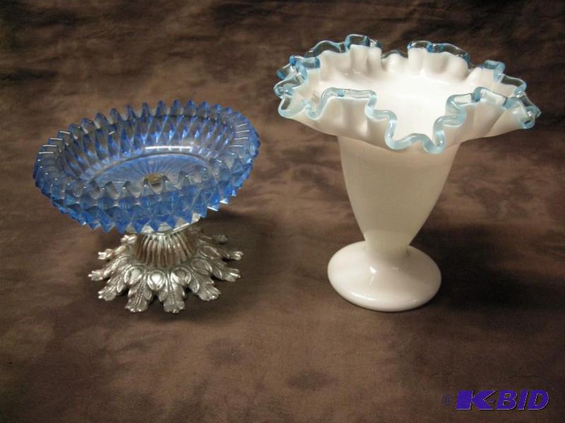 lot 58 image: Vintage glass Aqua-crest vase and more
