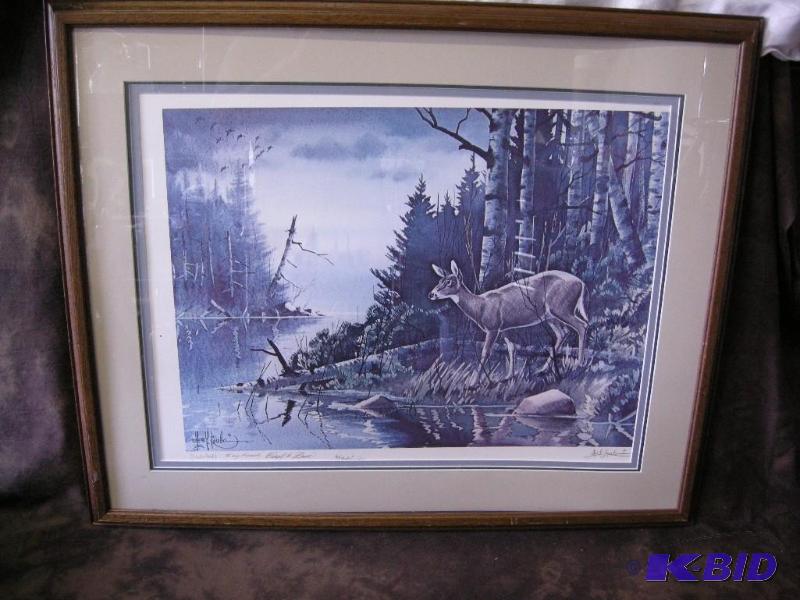 lot 594 image: Les Kouba Wildlife print Artists Proof Down to Drink