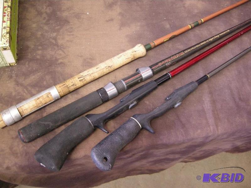 lot 601 image: 4 vintage fishing rods as seen