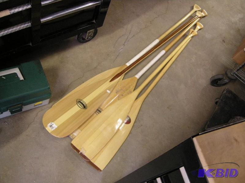 lot 608 image: 5 wooden canoe paddles
