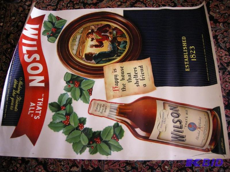 lot 632 image: Vintage Wilson Whiskey uncut advertiser sheet