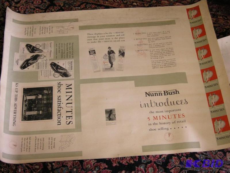 lot 637 image: Vintage Nunn-Bush 2 sided uncut advertiser sheet