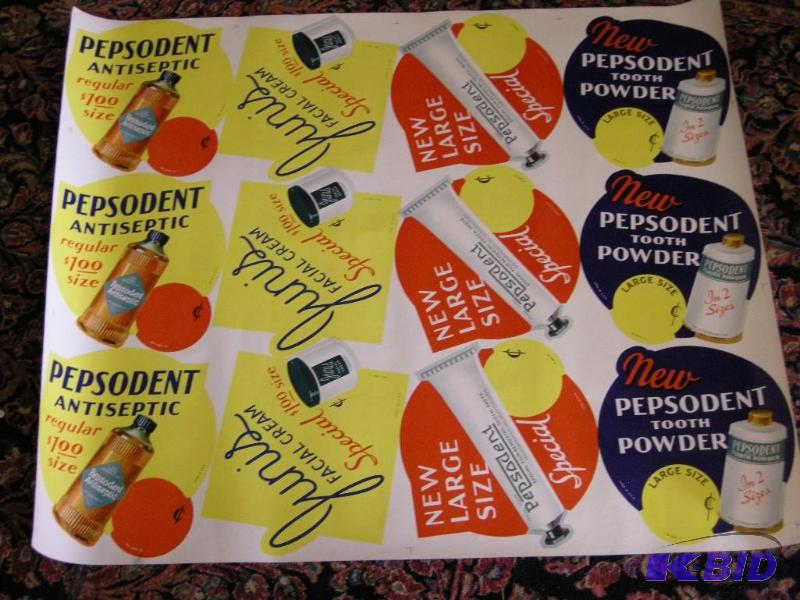 lot 640 image: Vintage Pepsodent uncut advertiser sheet