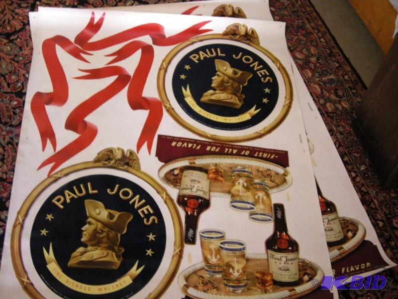 lot 641 image: 2 vintage Paul Jones Whiskey uncut advertiser sheets