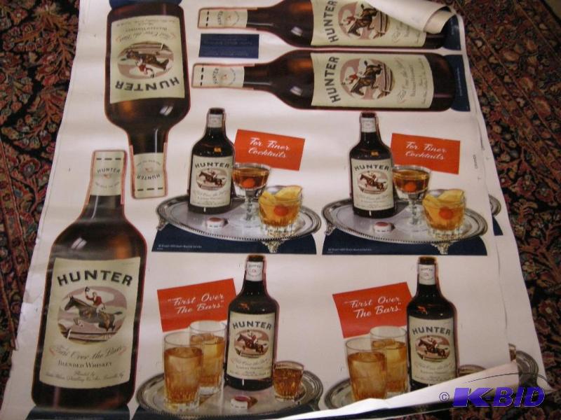 lot 642 image: 2 vintage Hunter whiskey uncut advertiser sheets