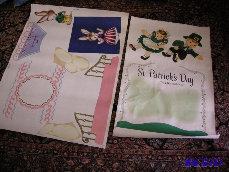 lot 646 image: 2 vintage holiday uncut store display sheets