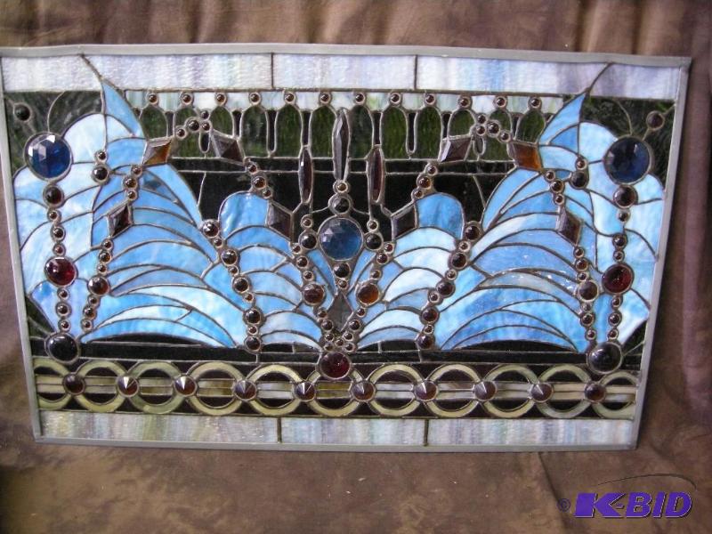 lot 649 image: Stained glass piece