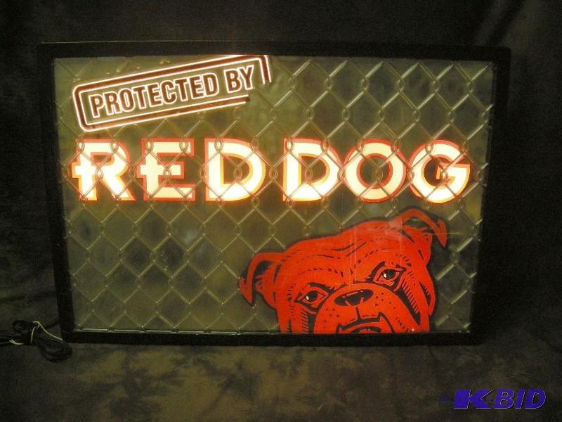 lot 80 image: Protected by Red Dog Alternating light up sign