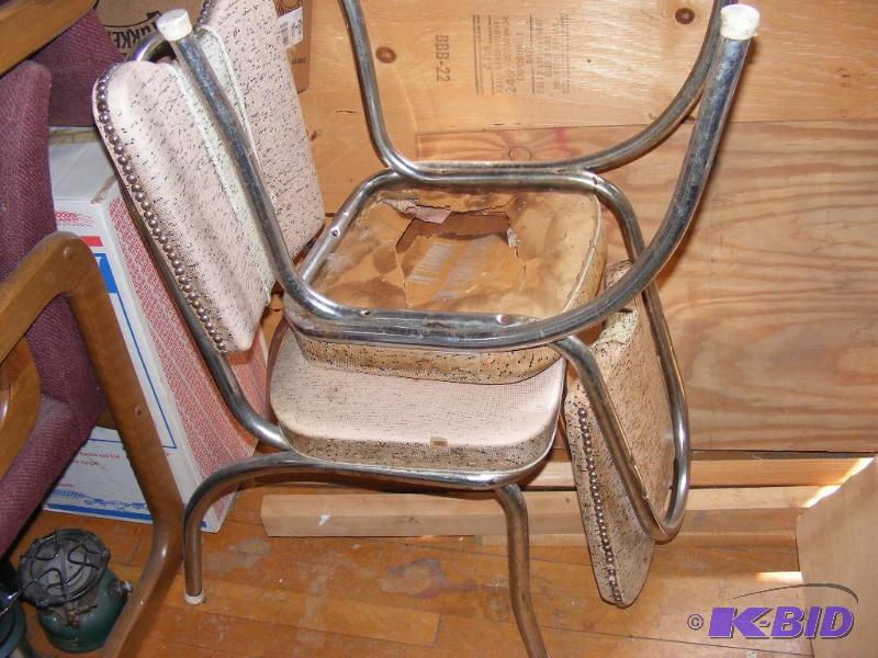 lot 109 image: two kitchen chairs, needs reupholstering work...