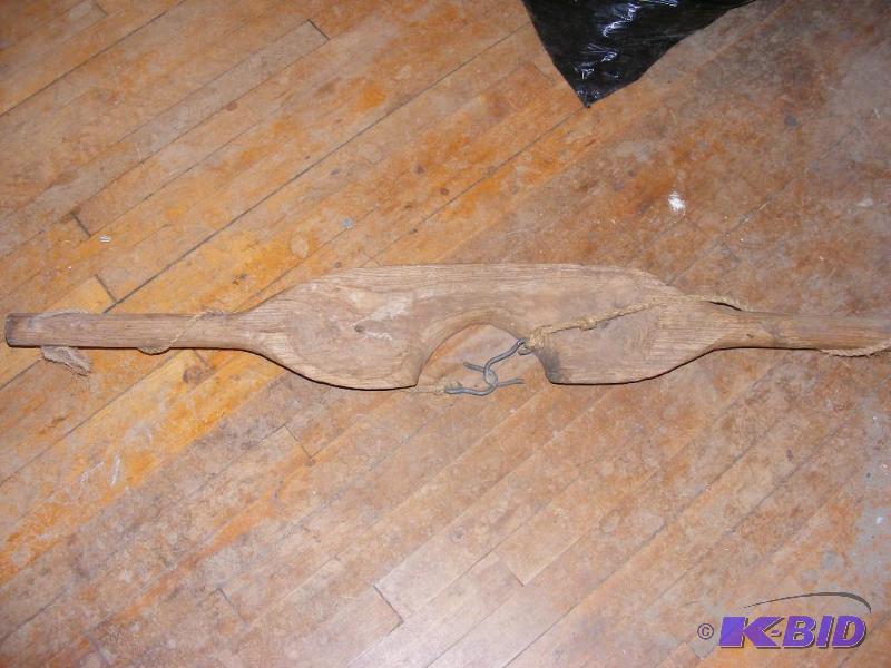lot 123 image: hand carved vintage ox yoke...