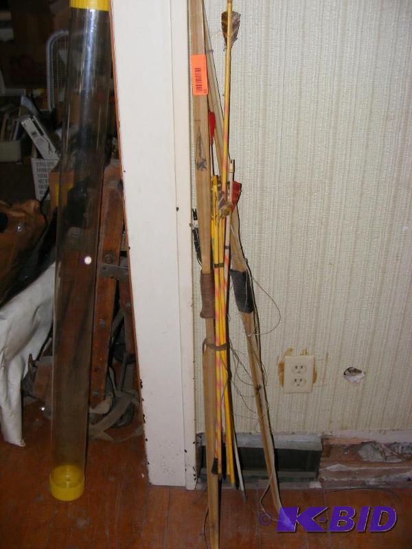 lot 15 image: Two Locksley Bows with arrows, some condition...