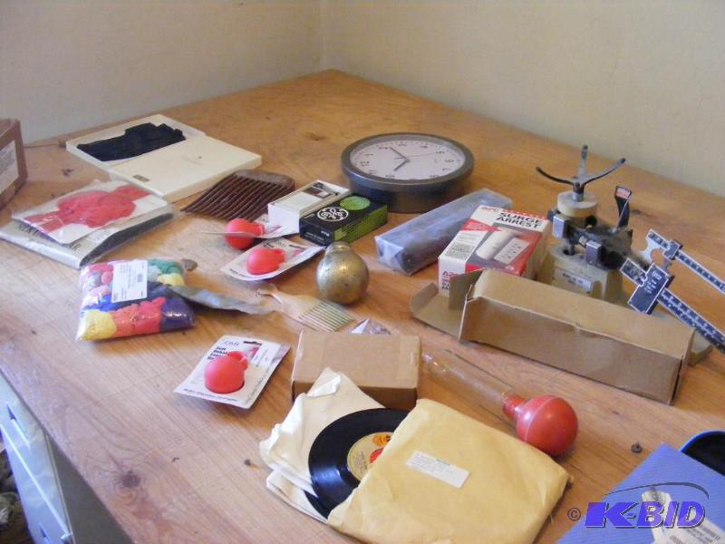 lot 206 image: Variety Lot of Misc, clock, old scale, record...