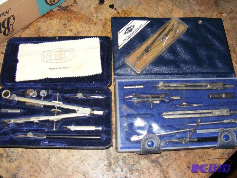 lot 22 image: Two sets of drawing tools in cases...
