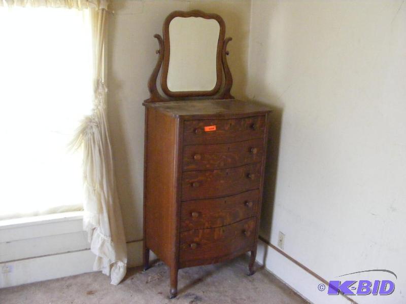 lot 230 image: Vintage Dresser with Mirror real nice shape...