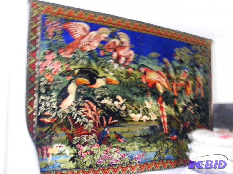 lot 257 image: Wall Tapestry, colorful birds...