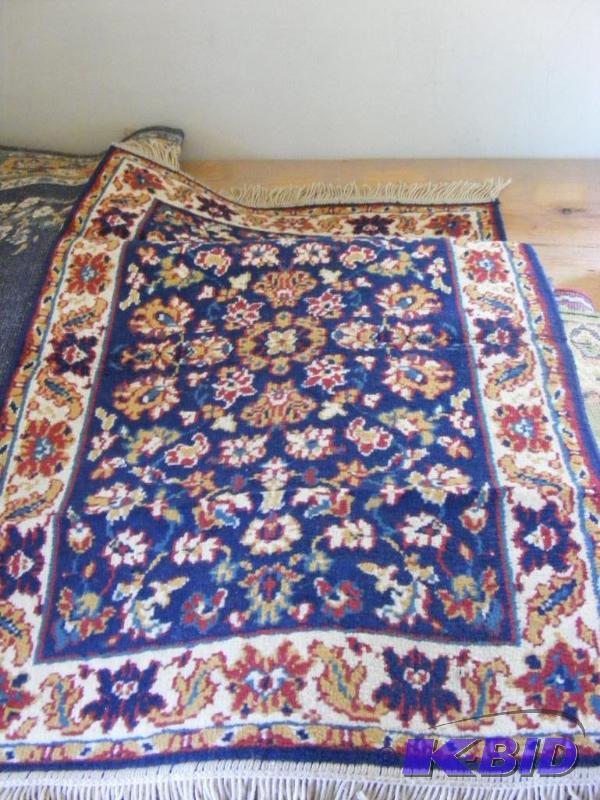 lot 301 image: Oriental Style Rug, 27 x 46, navy blue &n...