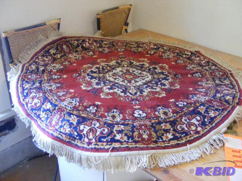 lot 306 image: Round Kerman area rug, 4 5 diameter, red...