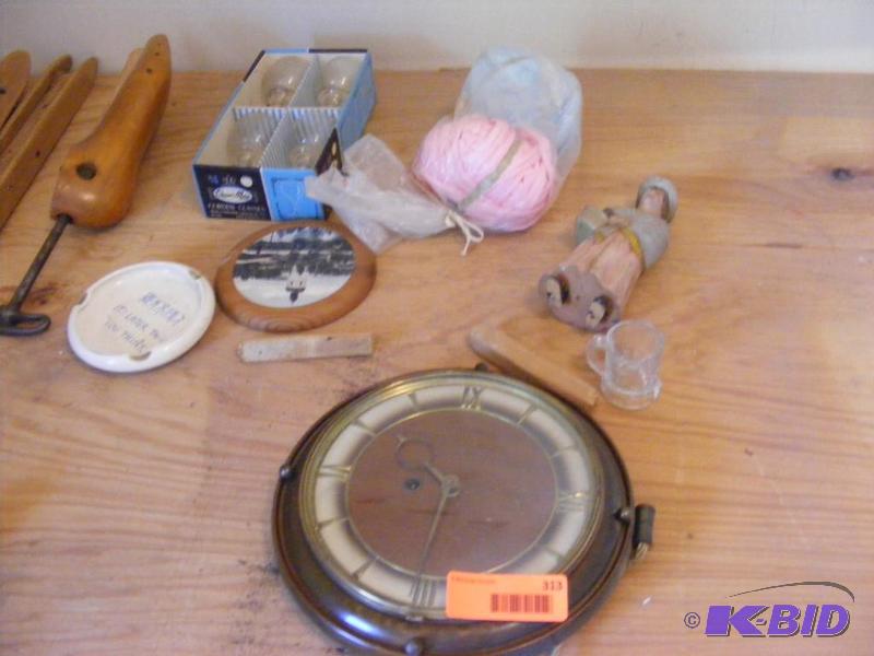 lot 313 image: Queen Mary Wine Glasses, Clock, and other mis...