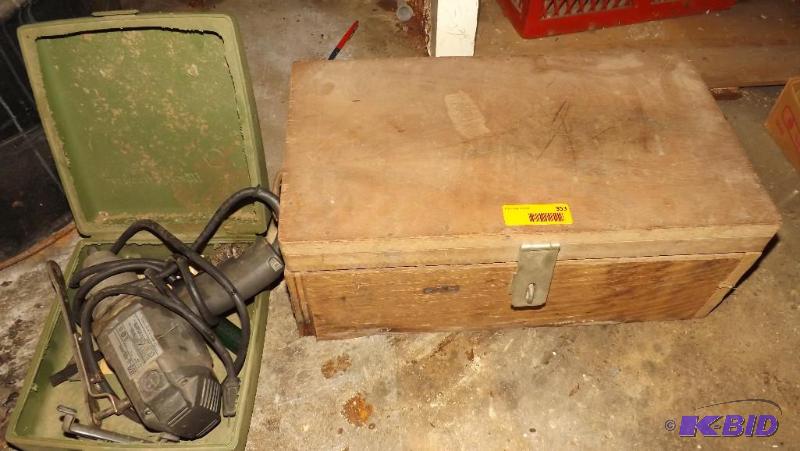 lot 353 image: Black & Decker electric drill wood box wi...