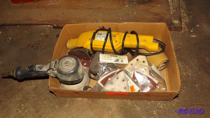 lot 355 image: Sander with pads, and air sander. TESTED AND ...