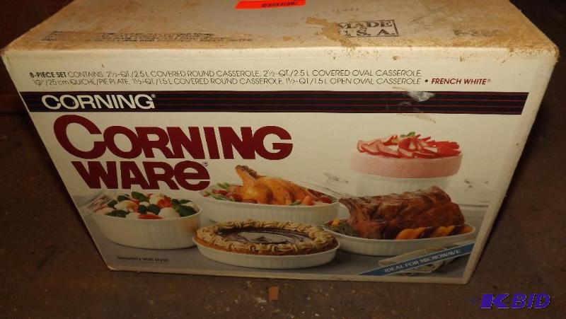 lot 382 image: 8 piece set of Corning Ware new in the box. n...