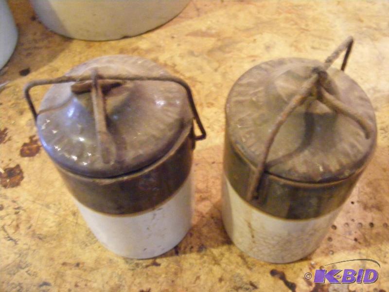 lot 395 image: 4 Crock Jars with lids