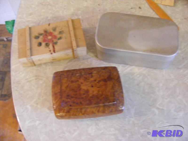lot 407 image: 3 old Handmade Jewel Boxes