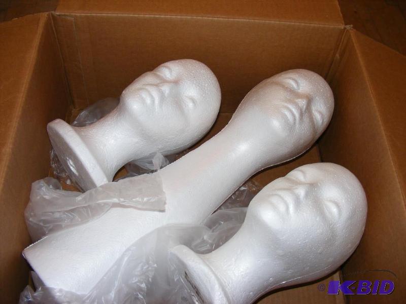 lot 54 image: Three styrofoam mannequin heads  ...