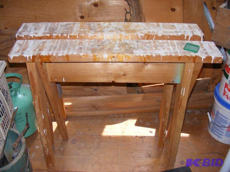 lot 88 image: Pair of home made saw horses, well used...
