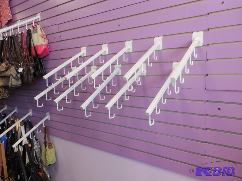 Lot of 10 Slant Arm 5-Hook Waterfall Arm Square Tube SLATWALL Display Hardware WHITE