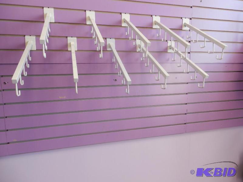 Lot of 10 Slant Arm 5-Hook Waterfall Arm Square Tube SLATWALL Display Hardware WHITE