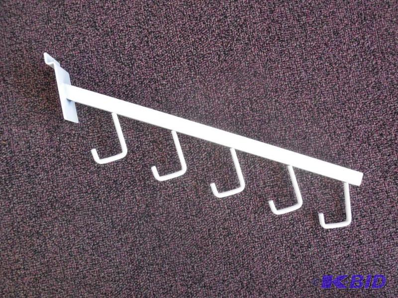 Lot of 10 Slant Arm 5-Hook Waterfall Arm Square Tube SLATWALL Display Hardware WHITE