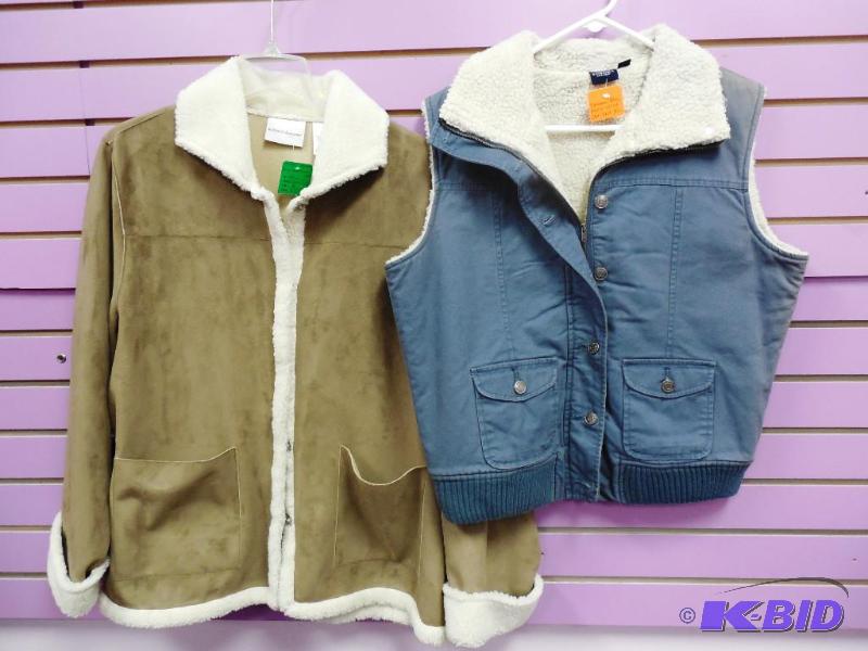 Denim Vest & Faux Suede Coat - Size Extra Large