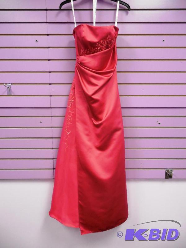 Davids Bridal Dark Pink Strapless Formal Gown