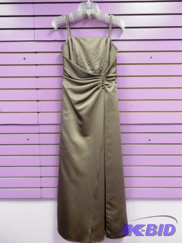 Alexia Greyish Taupe Double Spaghetti Strap Formal Gown