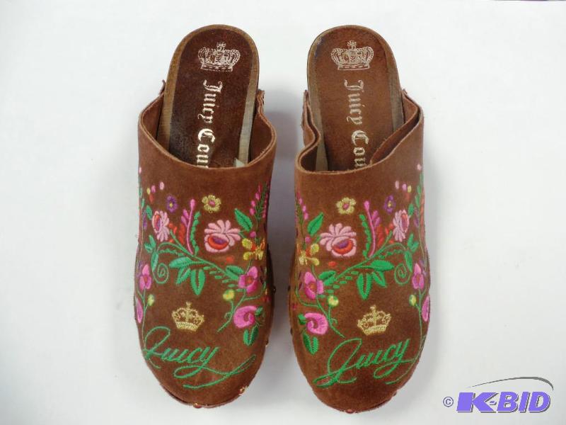 New Juicy Courture Beautifully Embroidered Suede Clogs