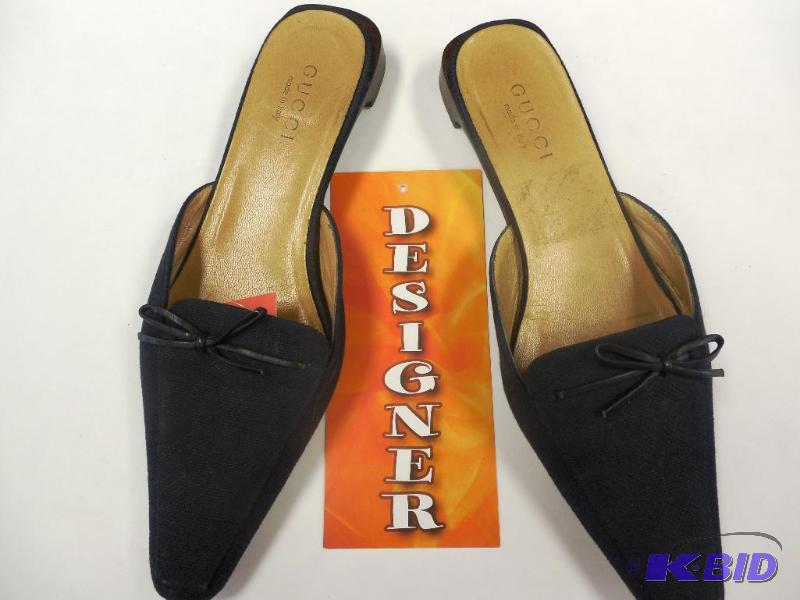Gucci Black Fabric Flats with Bow