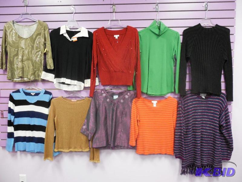 Lot of 10 Name Brand Long Sleeve Tops & Sweaters Size Medium