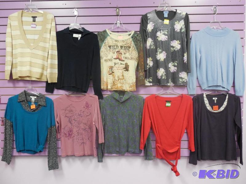Lot of 10 Name Brand Long Sleeve Tops & Sweaters Size Medium