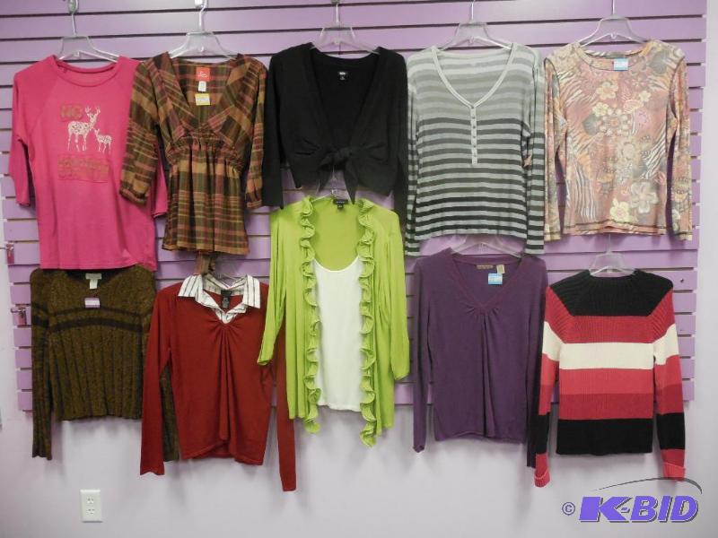 Lot of 10 Name Brand Long Sleeve Tops & Sweaters Size Large