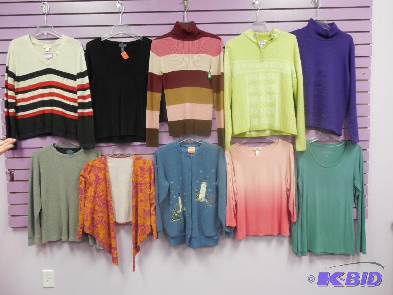 Lot of 10 Name Brand Long Sleeve Tops & Sweaters Size Large