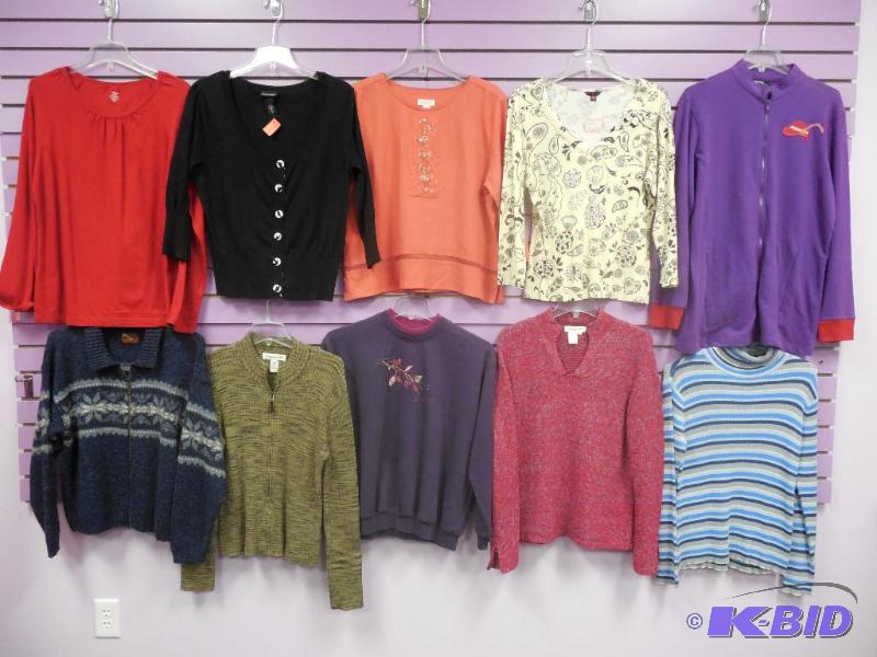 Lot of 10 Name Brand Long Sleeve Tops & Sweaters Size Large