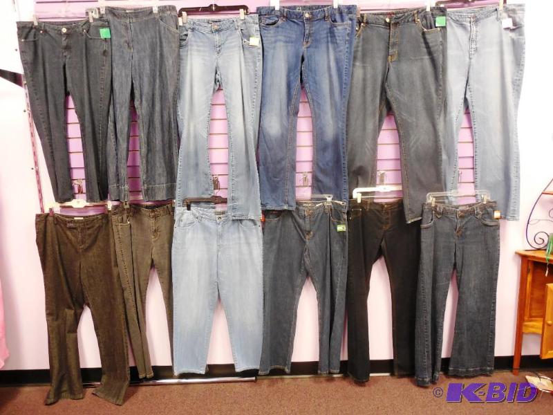 Lot of 12 Name Brand Jeans - Size 13 to 24 - Some Petites
