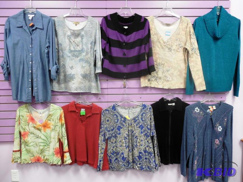 Lot of 10 Name Brand Long Sleeve Tops & Sweaters - Size XL & 1X